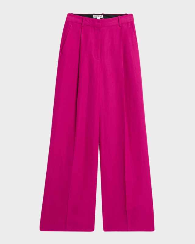 Pleated High-Rise Twill Trousers